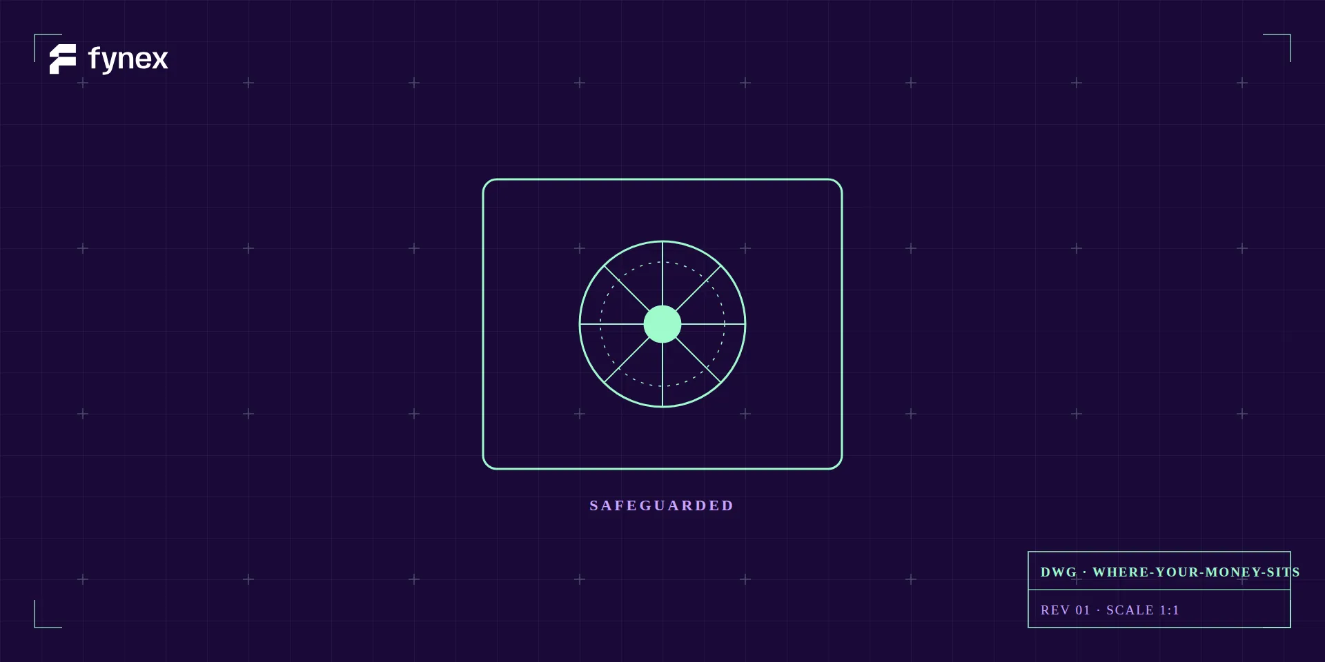 Blueprint of a safeguarded vault holding funds.