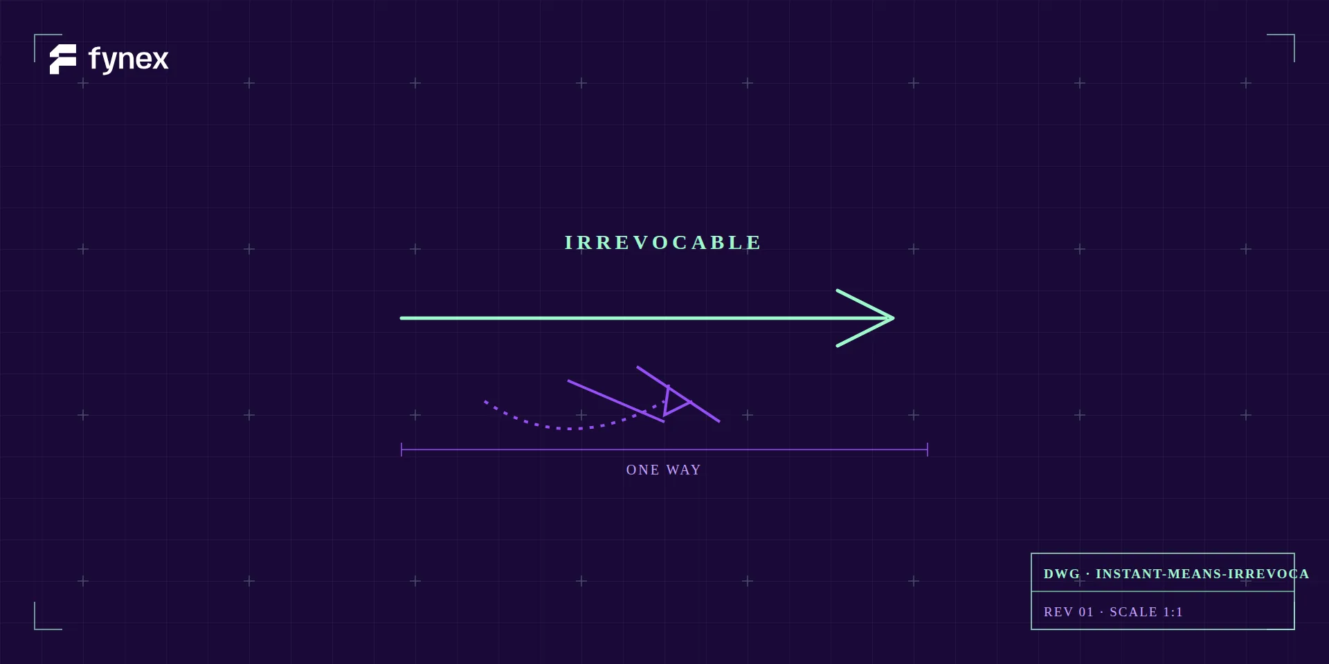 Blueprint of a one-way irrevocable payment arrow.